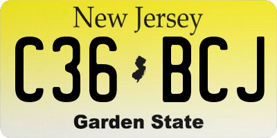 NJ license plate C36BCJ
