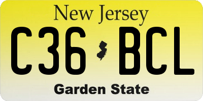 NJ license plate C36BCL