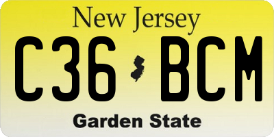 NJ license plate C36BCM