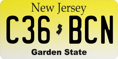 NJ license plate C36BCN