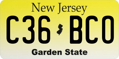 NJ license plate C36BCO