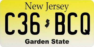 NJ license plate C36BCQ