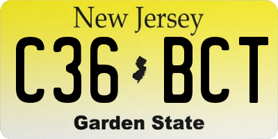 NJ license plate C36BCT