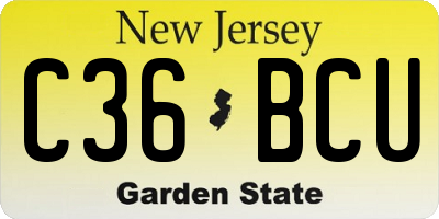 NJ license plate C36BCU
