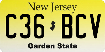 NJ license plate C36BCV