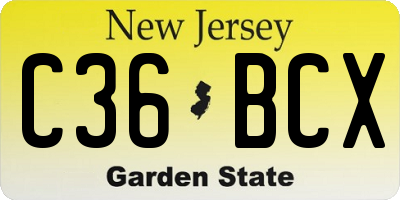 NJ license plate C36BCX