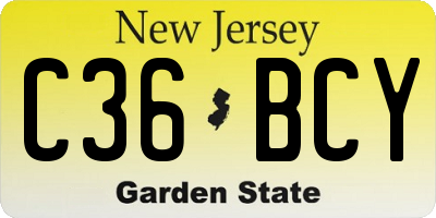NJ license plate C36BCY