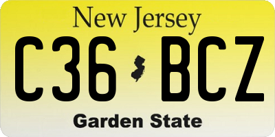 NJ license plate C36BCZ