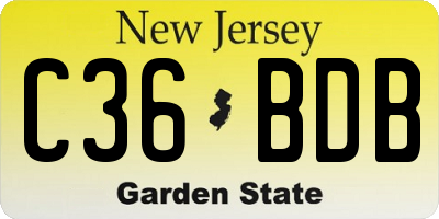 NJ license plate C36BDB