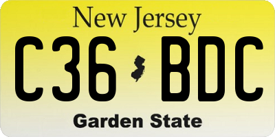 NJ license plate C36BDC