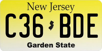 NJ license plate C36BDE