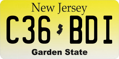 NJ license plate C36BDI
