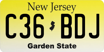 NJ license plate C36BDJ