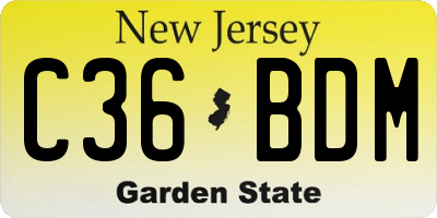 NJ license plate C36BDM
