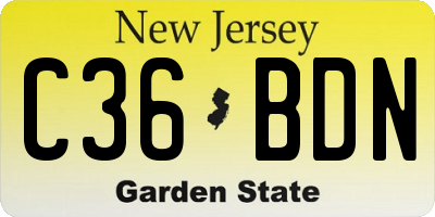 NJ license plate C36BDN
