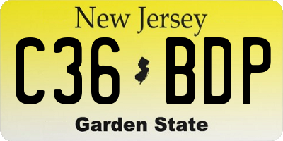 NJ license plate C36BDP
