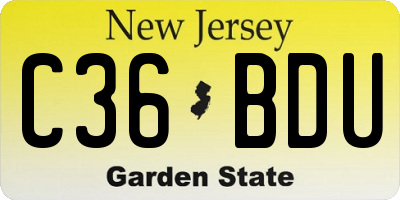 NJ license plate C36BDU