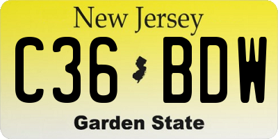 NJ license plate C36BDW
