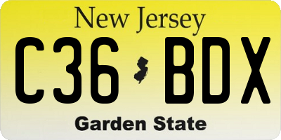 NJ license plate C36BDX