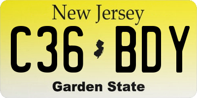 NJ license plate C36BDY