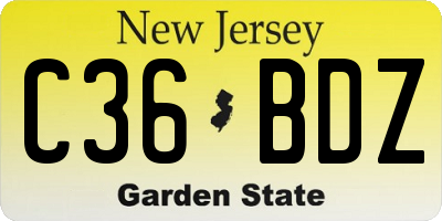 NJ license plate C36BDZ