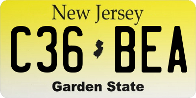 NJ license plate C36BEA