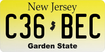 NJ license plate C36BEC