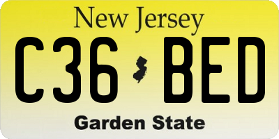 NJ license plate C36BED