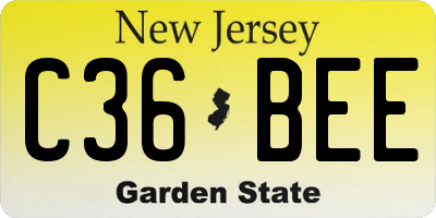 NJ license plate C36BEE