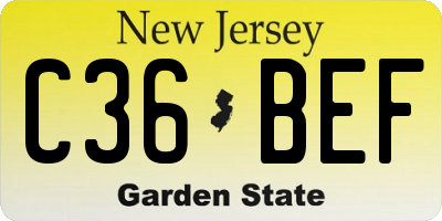 NJ license plate C36BEF