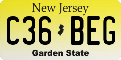 NJ license plate C36BEG
