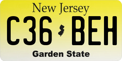 NJ license plate C36BEH