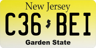 NJ license plate C36BEI