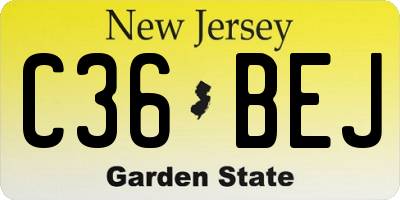 NJ license plate C36BEJ