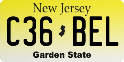 NJ license plate C36BEL