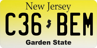 NJ license plate C36BEM