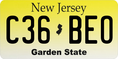 NJ license plate C36BEO