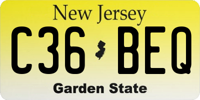 NJ license plate C36BEQ