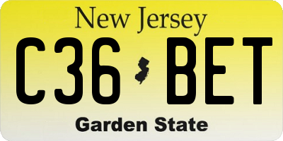 NJ license plate C36BET