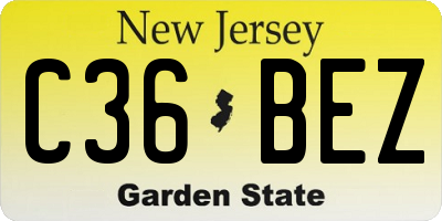 NJ license plate C36BEZ