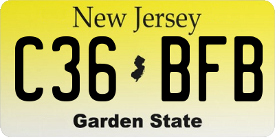 NJ license plate C36BFB