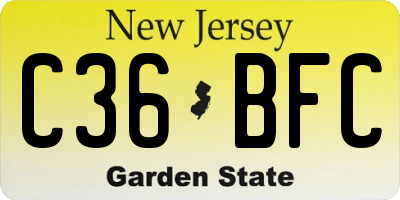 NJ license plate C36BFC