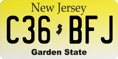 NJ license plate C36BFJ