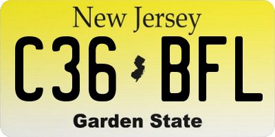 NJ license plate C36BFL