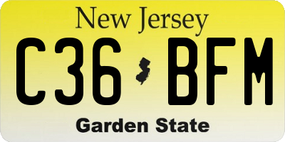 NJ license plate C36BFM
