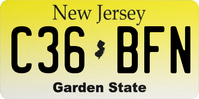 NJ license plate C36BFN
