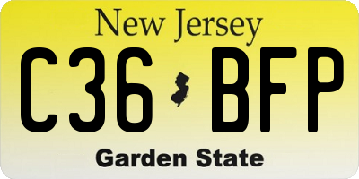 NJ license plate C36BFP