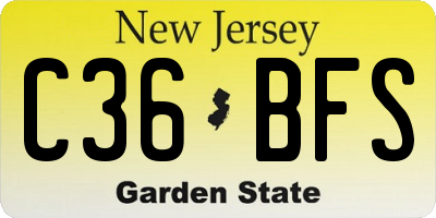 NJ license plate C36BFS