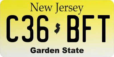 NJ license plate C36BFT
