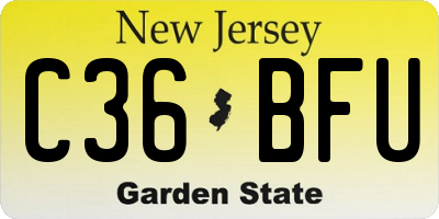 NJ license plate C36BFU